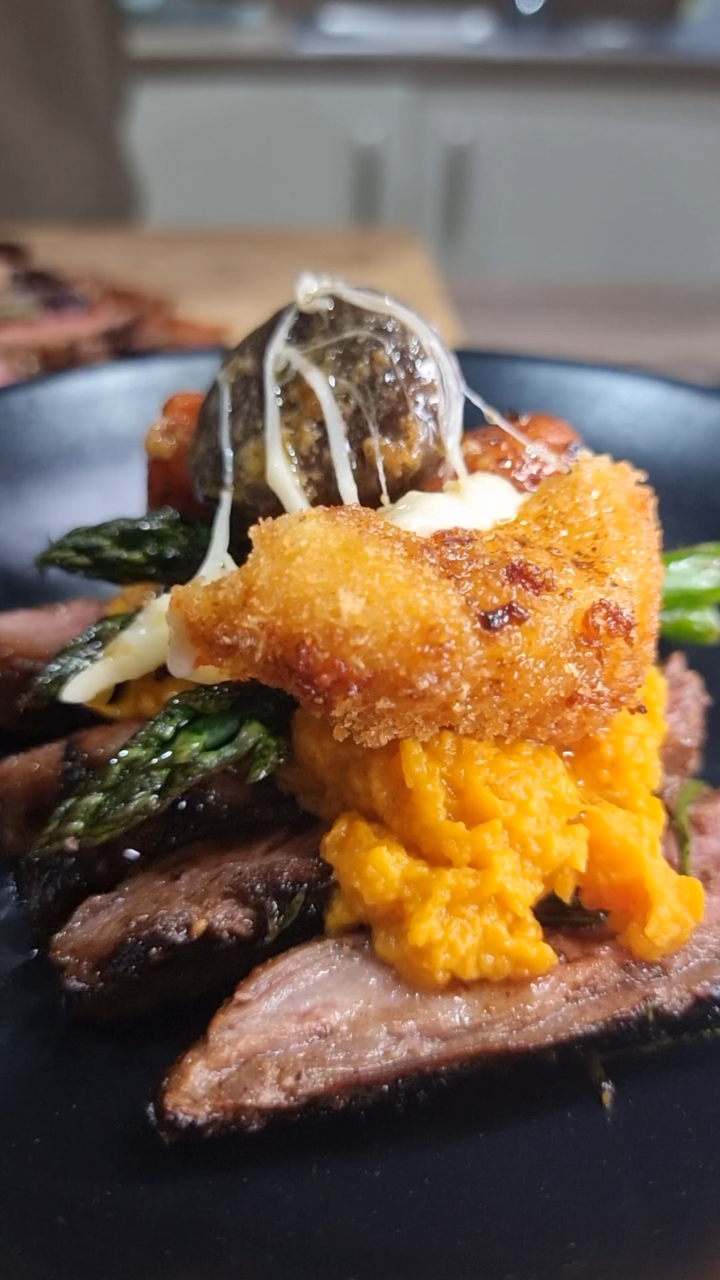 Miso Marinated Bavette Steak With Sweet Potato Mash - Hill Farm Finest
